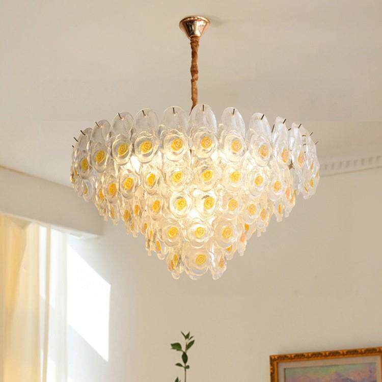 法式轻奢水玫瑰花客厅灯灯具温浪漫卧室主卧灯奶油风馨吊房晶间le