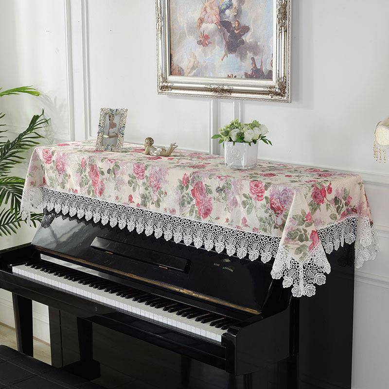 园蕾丝钢琴罩半罩欧刺绣花边巾防尘罩全罩式田T81988T-盖布布