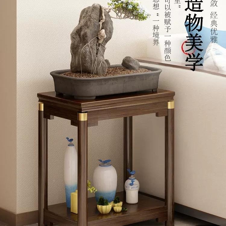 奇石泰山摆放架置物架鱼缸985底座几角几花架石子客厅架实木边落