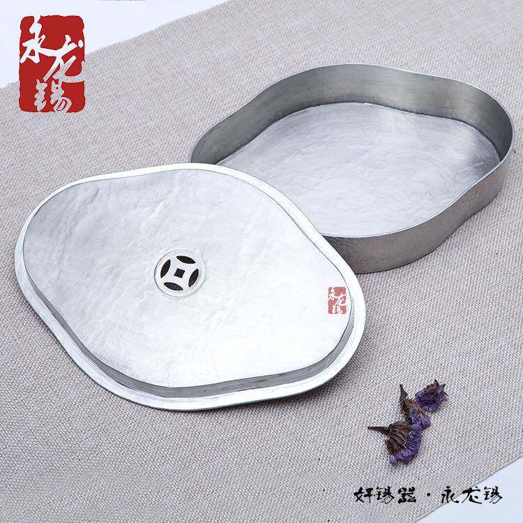 源头工8409厂丽匠府器纯锡手工壶壶承海棠形干泡工小茶州盘手锡茶