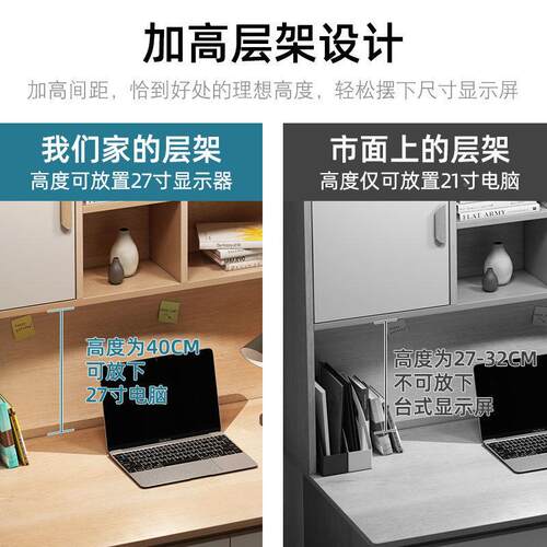 组电脑桌书桌书见详情架合一体家用易生学学习桌子椅子一套卧简室