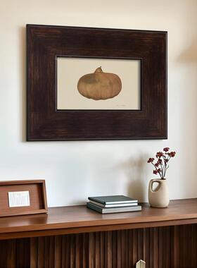 式SF803037《禄》中古风装饰画法小众艺术福挂画室客厅实木复古框