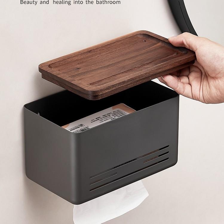 胡桃木卫生间纸盒厕所纸巾纸手抽卷纸架免打776盒孔厕壁挂式高端