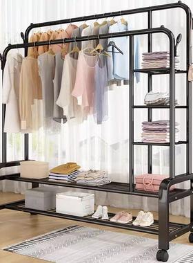 衣架IYE落地家用立式卧架室挂衣简易能衣帽架多功动移加厚加粗