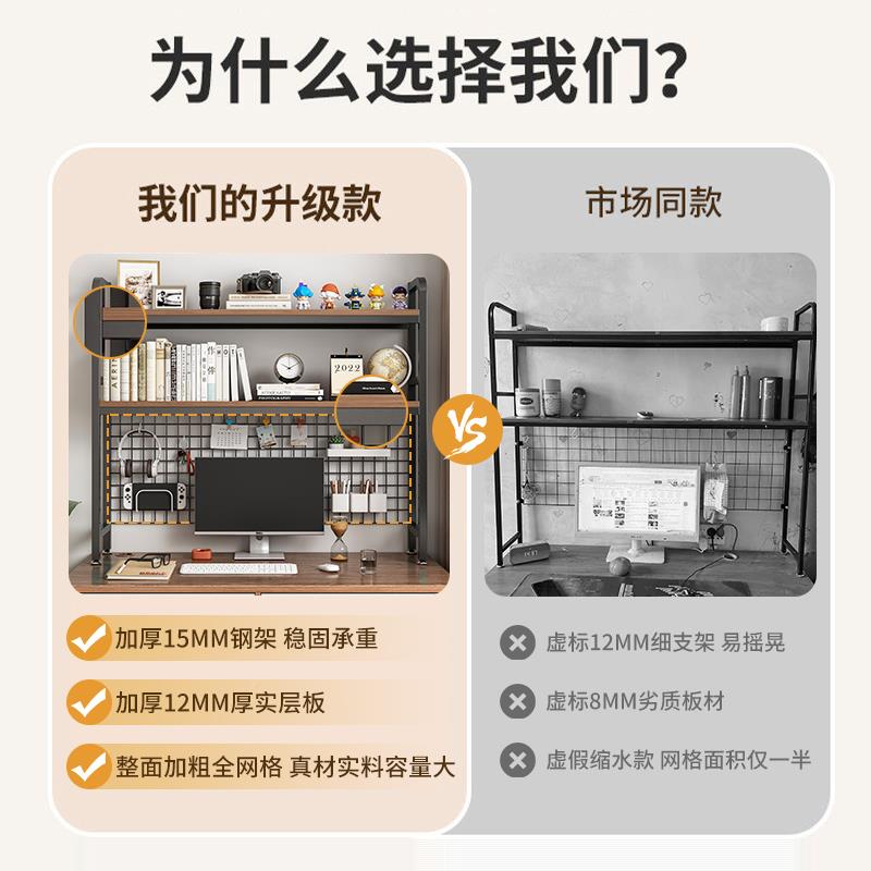 网格置多物架洞书桌储物电层铁艺架子儿童台式脑桌洞XBZ-191板收