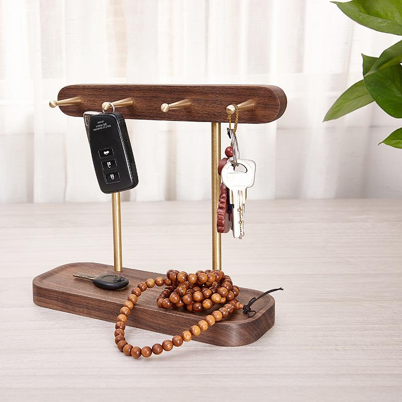 创02意木家口居实质挂钥匙架摆件进门创意置物关架桌面玄钥匙收纳