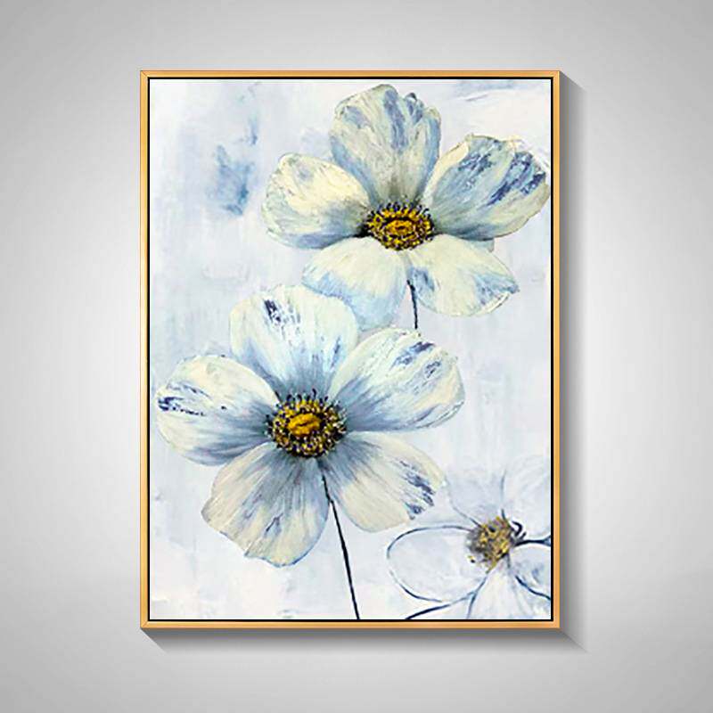 纯手绘油画现代简约客厅装饰画美式玄关壁画餐厅卧室挂画三联花卉