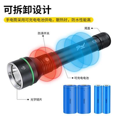 新款度大功率XHP701.2S5高亮潜水手电筒电量显示10米深潜水手电筒