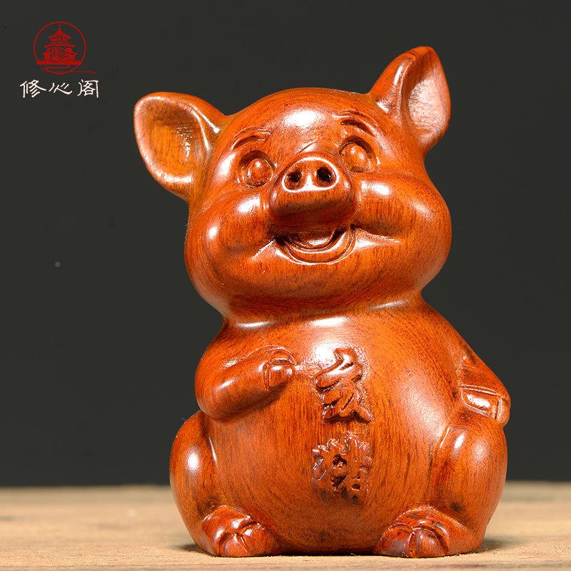 鼠根雕十二生肖摆件全套12生肖牛猴虎兔龙马羊蛇鸡狗猪木xxg-0099