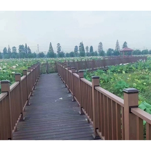 塑木护栏园林景区栈道塑木扶手户外花园栏杆室外露台栅栏