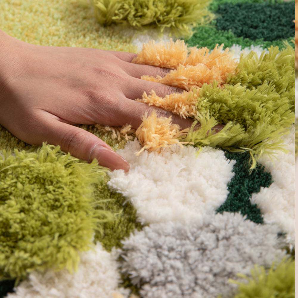 卧室地毯异形苔藓森系立体长毛客厅地垫装饰多色立体簇绒阳台垫子