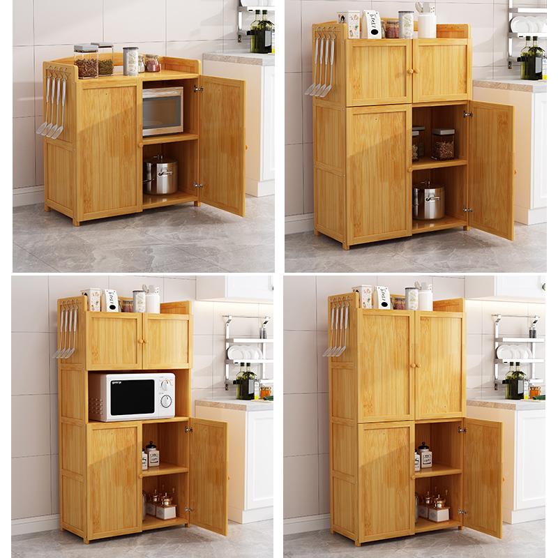 I日式餐边柜实木物厨房子储物柜防柜尘微波炉置2物柜QMWCCBG-客厅