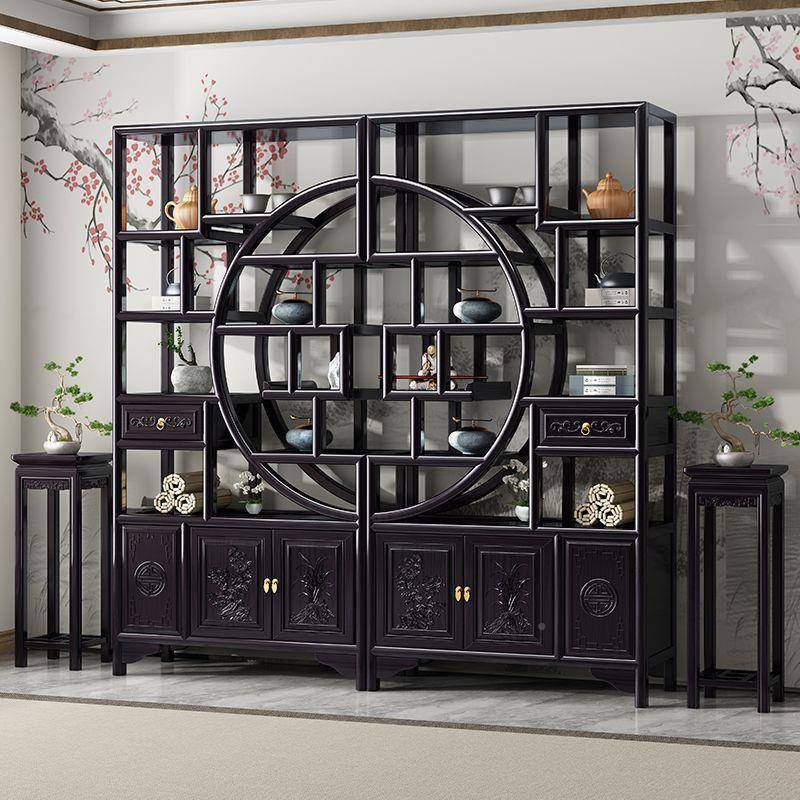 博古架茶具隔架玄展示柜实木关多宝阁新中式风断客见详情屏厅茶室