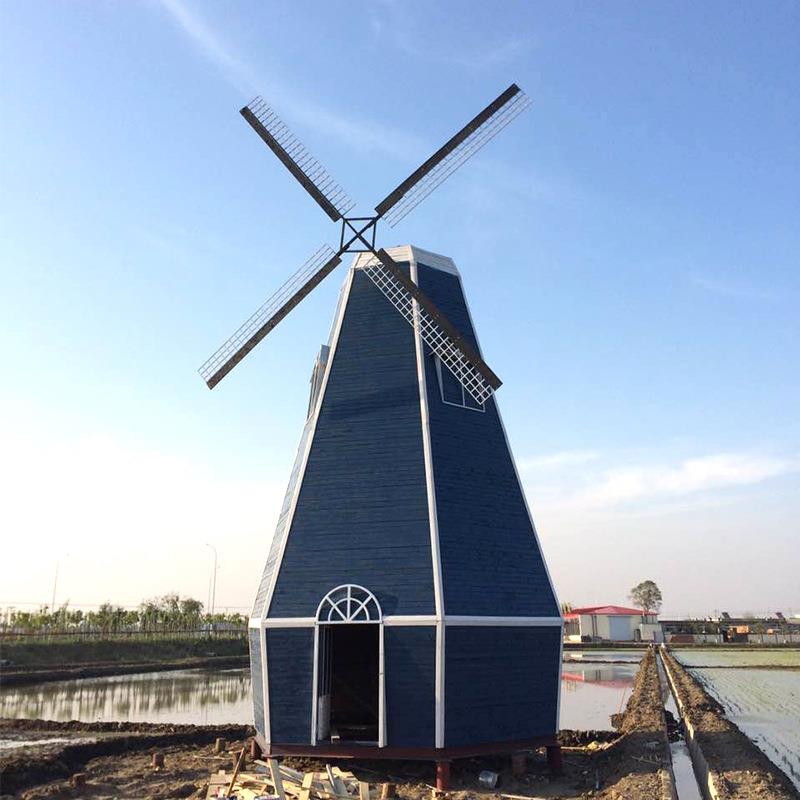 制作大型防腐木铁景电六yk0419-0动风车户外艺售楼处旋转现货荷兰