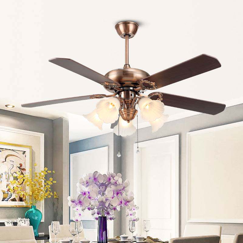 美式简约风扇灯客厅灯家用餐厅吊扇灯风扇吊灯复古客厅风扇吊灯