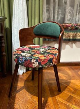 中古风化妆椅梳妆台QDZ椅子女卧室旋转式复古梳妆凳实木美靠生凳