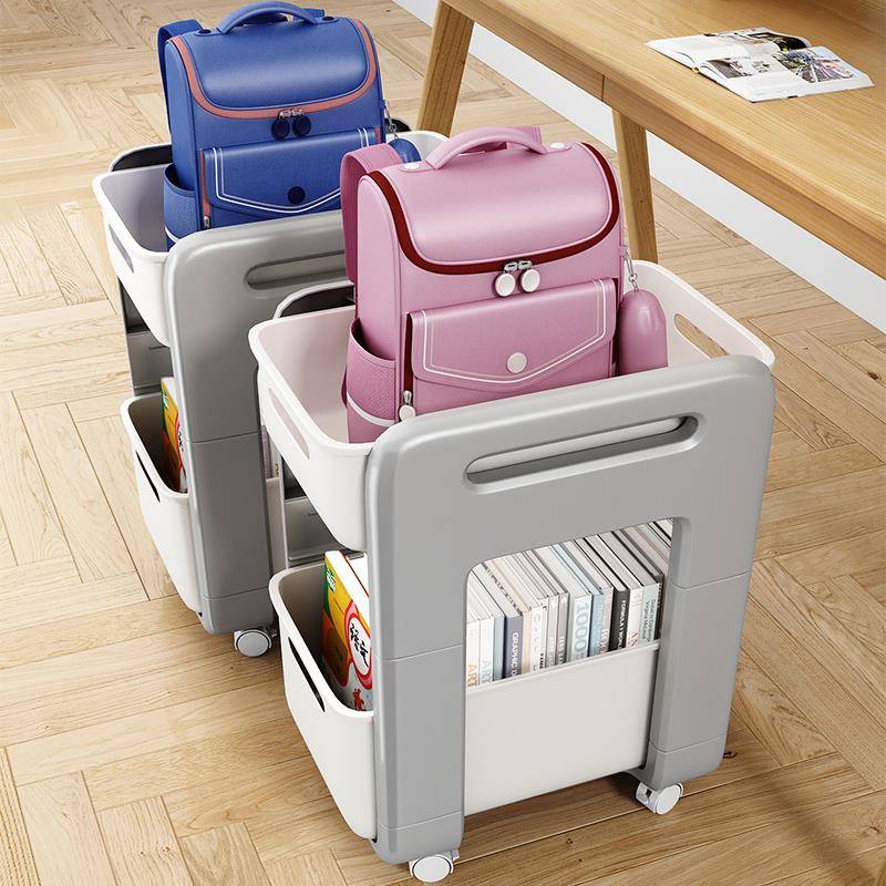 5推YA可1优勤书F77HJTM7包置物架架移动小车书本收纳家用放书包桌