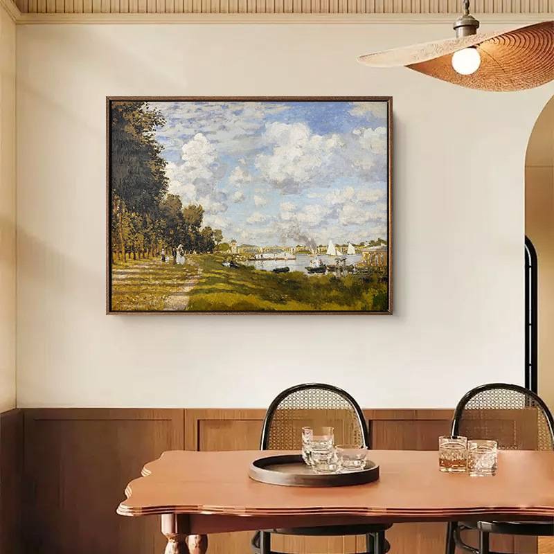 印象派莫奈油画合集肌理家居卧室壁画饭店酒柜挂画L框装饰画合集图片
