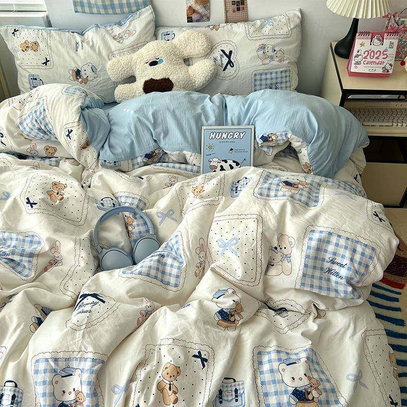 A用类上品四件套床纯棉水被洗j185645棉床单笠被套罩学生宿舍单人,床上用品,床品套件/四件套/多件套,淘宝优惠券,粉丝福利购,淘宝优惠卷