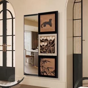 中风暗藏古式全身玄关装饰画壁挂式隐镜形穿衣壁画镜推拉ZKS-9149