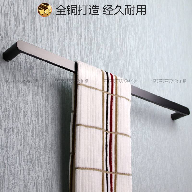 灰色全铜卫生间毛巾架毛巾挂杆置物架淋浴毛巾架单杆极简