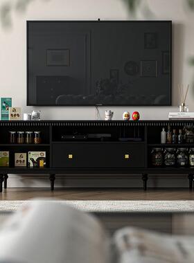 FS01法式轻奢落地电视柜黑色组美复古风客茶几合式新款家厅用实木