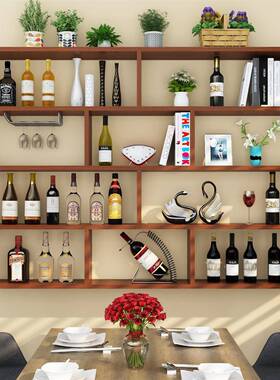 壁挂CXX酒架简约柜多层酒餐厅墙上红饭酒架店意悬挂吊柜创置物架