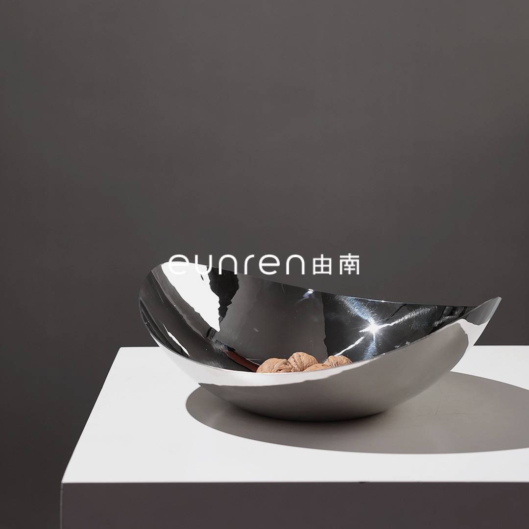 简约轻奢不锈钢创意水果盘家居客厅摆盘样板房间软装饰托盘摆件