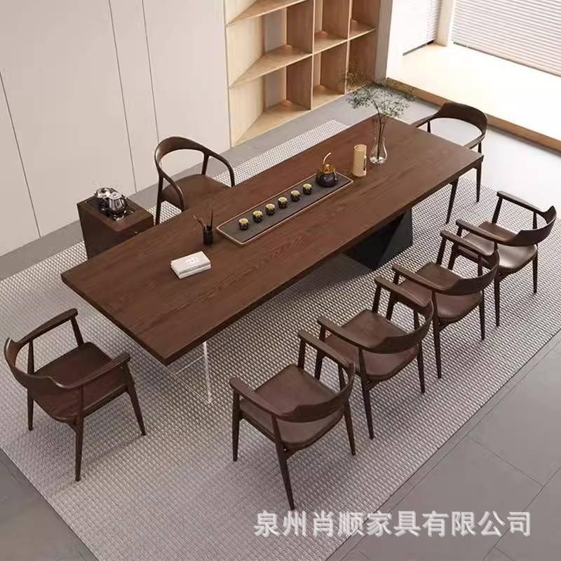 现代简约实木茶桌家用客厅接待会客洽谈轻奢泡茶桌办公室茶几茶台