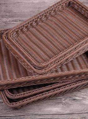 超市酒店陈NLJ列篮展手工收纳篮篮筐示塑仿料藤编织篮