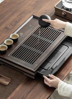 龙马精神高竹茶大小干号盘储水排水两用CP221101式客厅茶几山泡茶