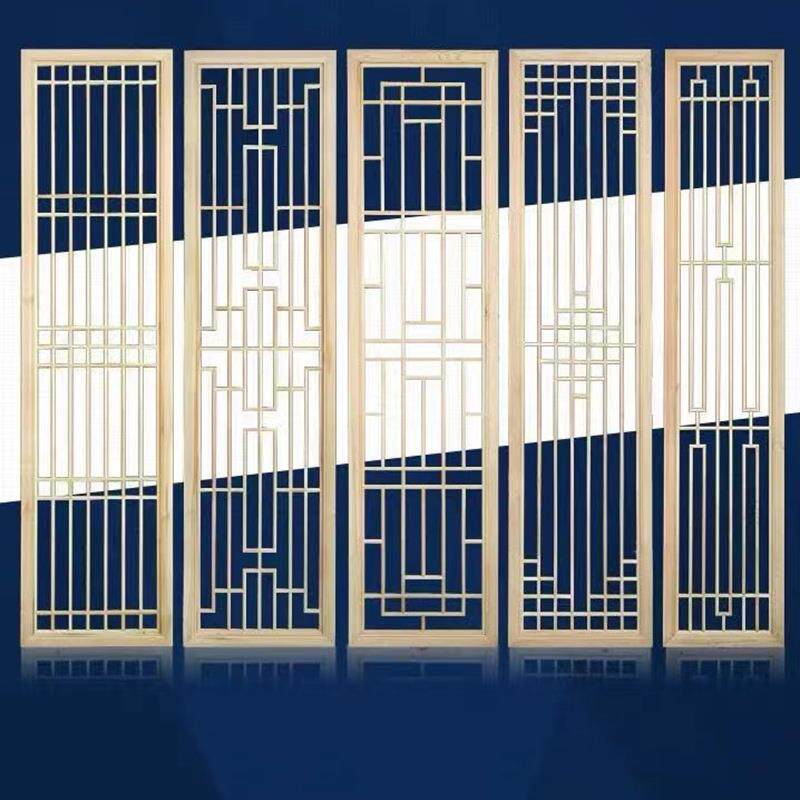 创-新中式仿古意门窗樟子松木屏风中式花关窗镂背景隔断空玄装饰