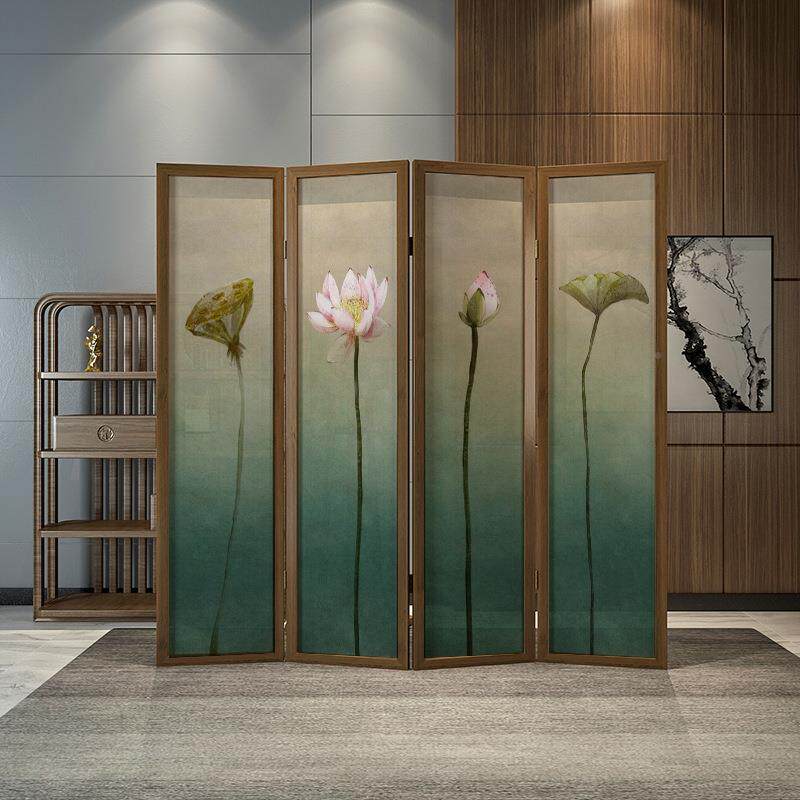 新断中荷花折叠Z4屏风隔客厅可移动入户遮挡酒式茶室装饰简约折店
