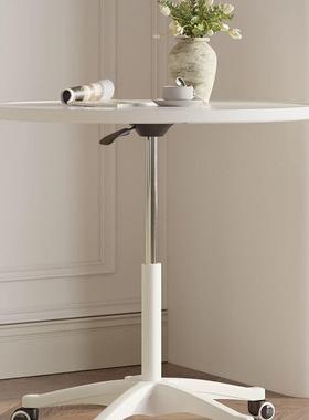 升降小桌圆可移动带滑轮卧BCY室家床边用休吃饭餐桌闲商务洽谈办