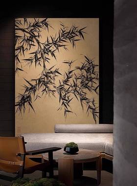 竹报平安竹子新中式厅装饰画古风水画墨字画AYU书画房茶客室壁挂