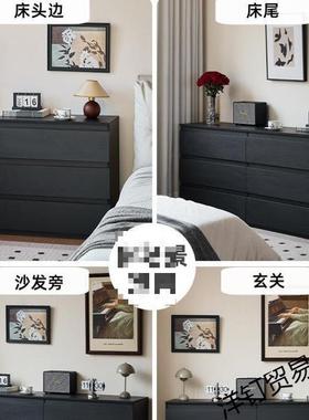 黑色斗柜家卧室收纳柜大容用量简代抽屉柜现多层储物客厅电视约柜