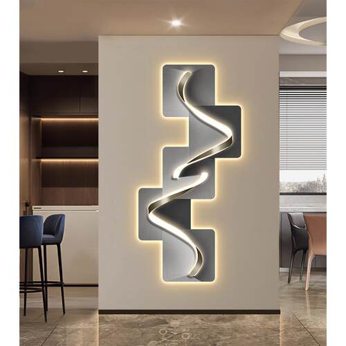 户玄关装门画轻入奢抽象极简客厅饰进走廊过IRB道楼梯挂画led灯光