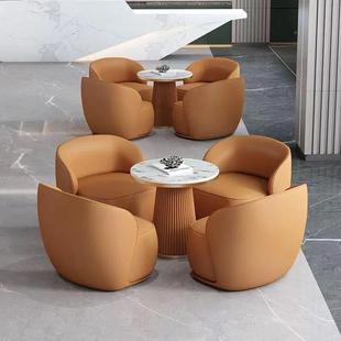 高端创堂轻装 奢大休闲会客沙发桌椅783组合商务服店待洽谈一桌意