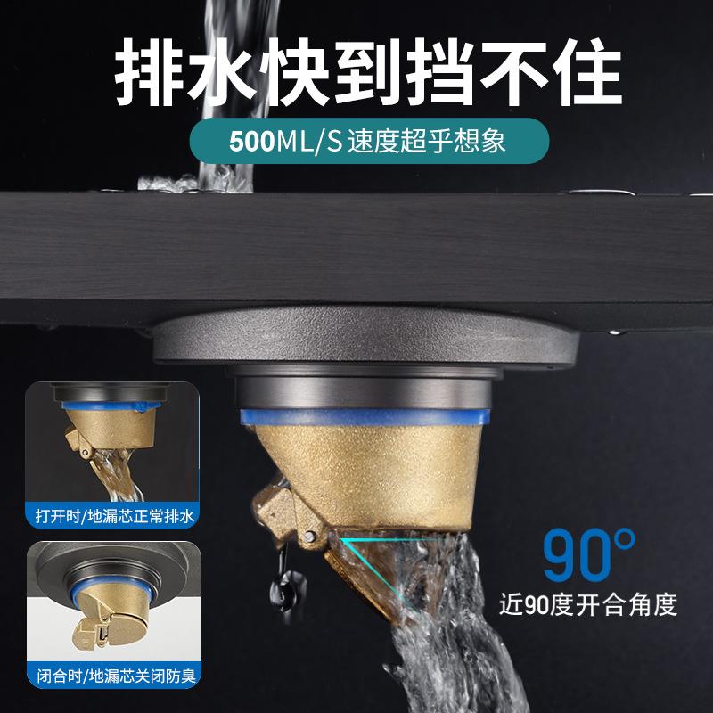 淋卫全铜地漏铜匠长条型老户外阳台生间浴室80183加长大排量地漏