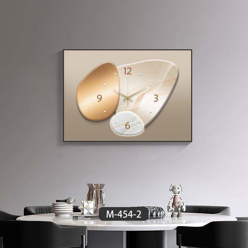 石来运转现代简约餐厅装饰画带钟表高档轻奢时尚挂钟饭厅挂画