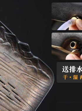 陶瓷茶盘家用客厅茶台简泡中约水式茶61228托盘带排水管储小型式