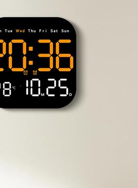 约大屏数字时两钟多功方能LEF98J9S6MD形电子钟客厅简挂钟可挂可