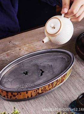 中式湘妃竹复茶古锡壶承家储水干泡小用盘茶海干泡84704台茶台盘托盘