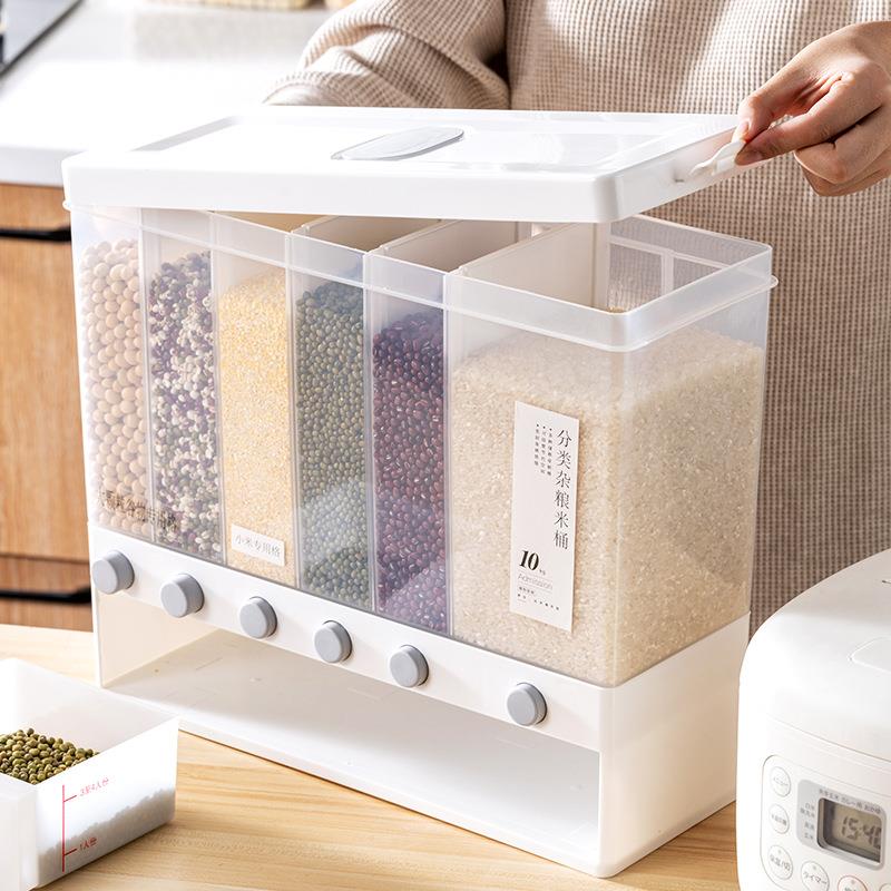 分格多能米桶家用2斤密封防0虫功防厨房分类分隔储米箱FZB五谷潮