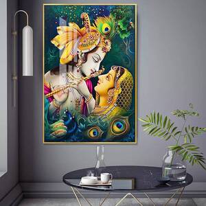 走廊玄关过道唐卡印度财神挂画泰国神象壁画晶瓷镶钻LED装饰画