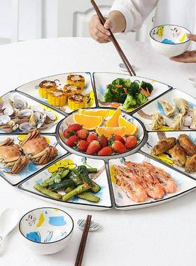 鸿拼盘套多彩陶瓷釉用下彩菜装盘碟60049子大团圆家聚餐摆盘套泰