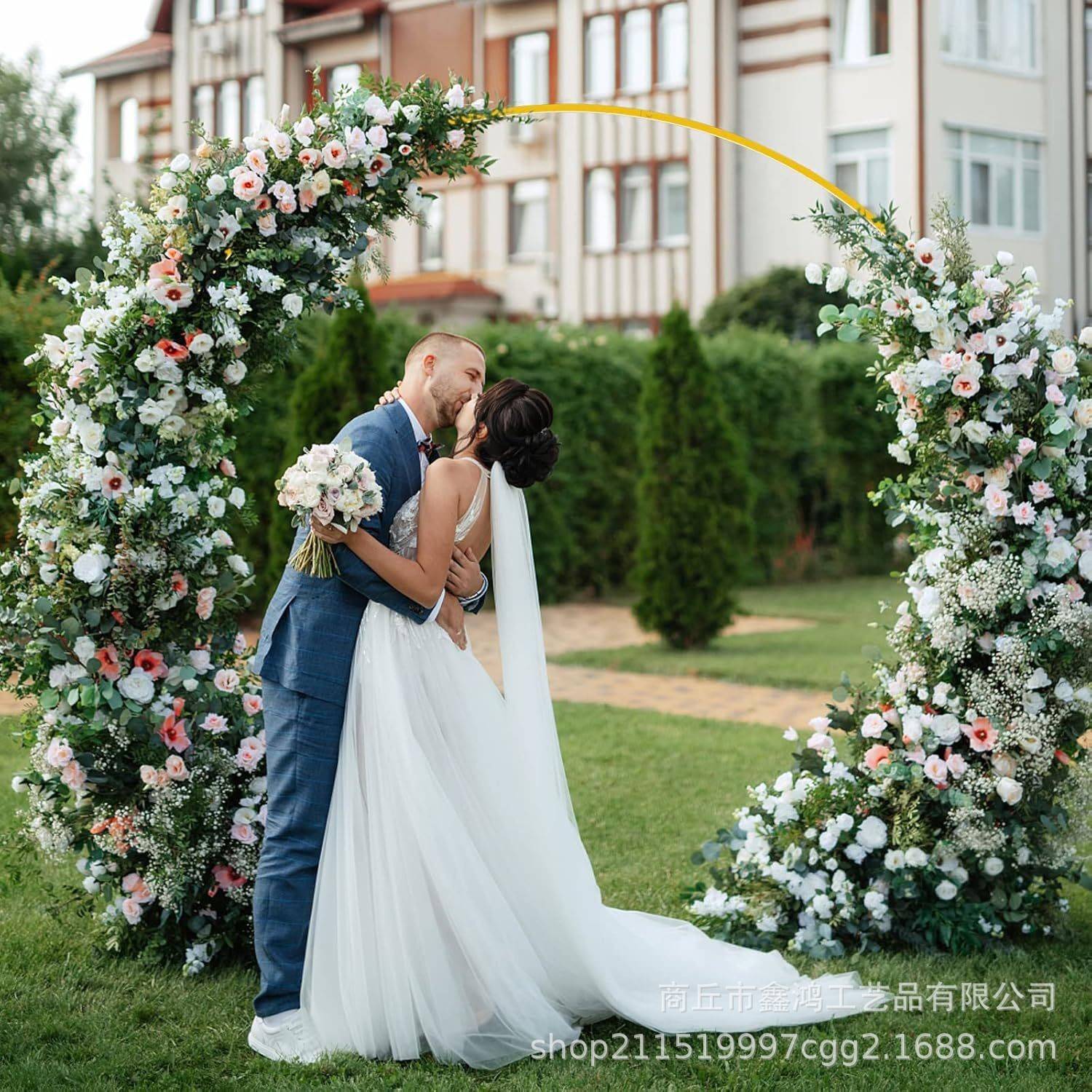 婚礼气球拱门支架铁艺圆环花架单杆圆形花门舞台摆件节日装饰喜庆