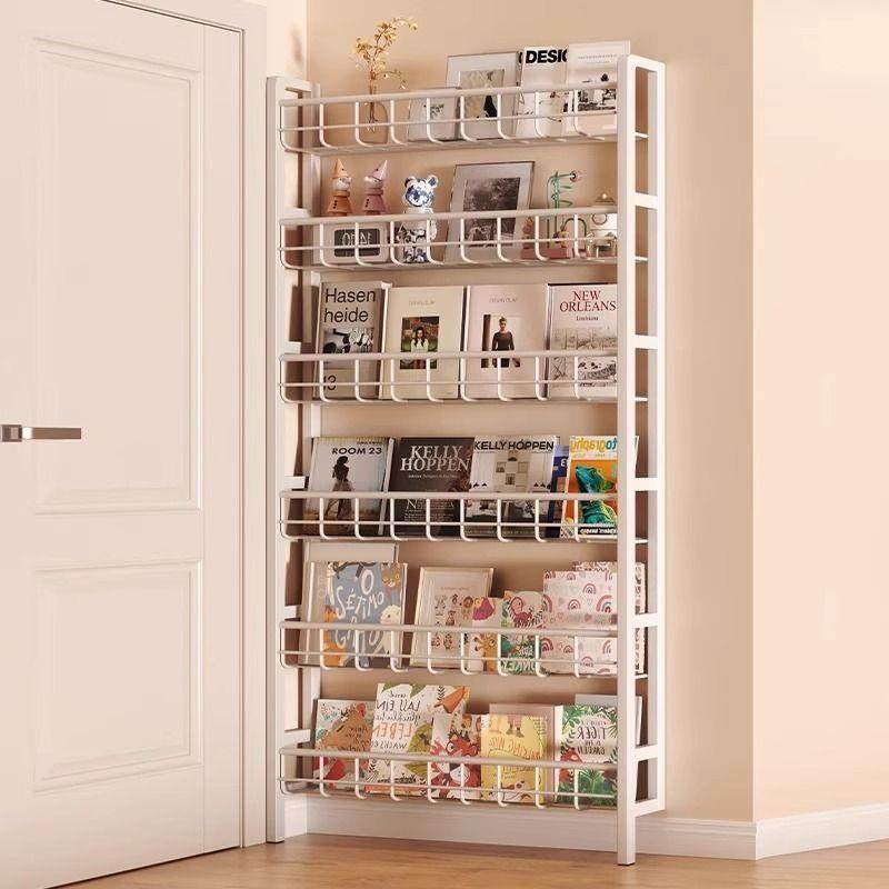 厨房铁门后置物架地免打孔壁挂书架收艺架子落墙上省空间WWN超薄