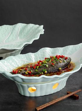 盘个性创意子家用大号盘酒精蜡烛加62064热炉保温鱼菜酒店盘烤鱼盘