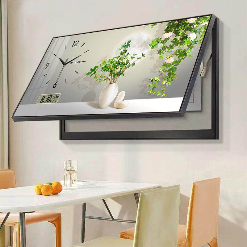 历简约植万年大尺寸钟电表箱IBL装饰画带钟表遮挡配电箱开关时绿